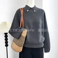 飞飞家～法式翻领设计感～品牌订单！巨好穿#毛衣显白秋冬女Y9083