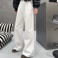 K238秋季新款时尚韩版百搭双线贴兜女士休闲直筒运动卫裤25-168