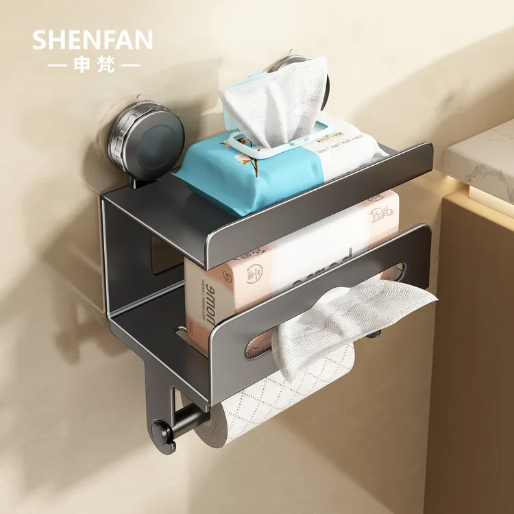 卫生间强力吸盘厕纸盒厕所纸巾盒浴室免打孔置物架壁挂抽纸卷纸架