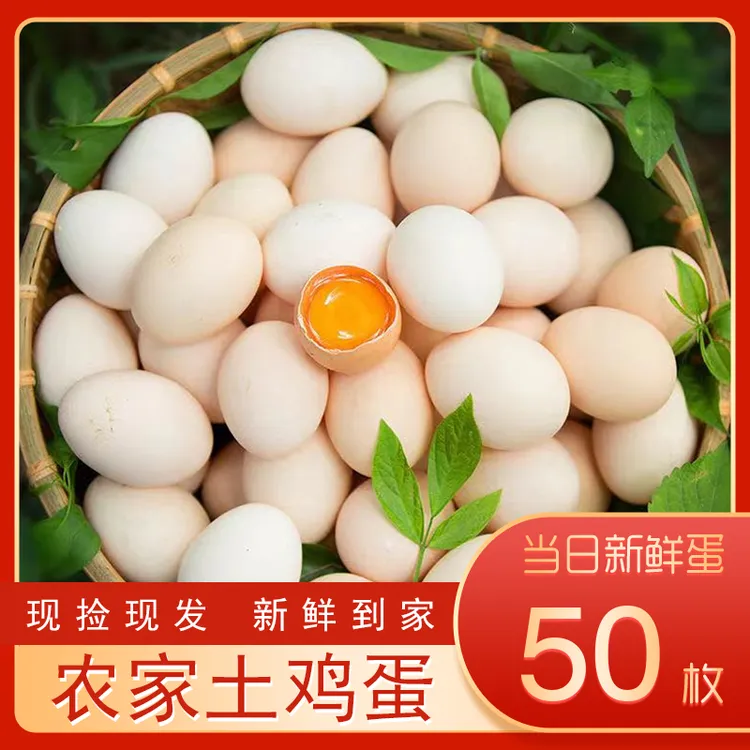 50枚新鲜土鸡蛋正宗农家散养农村乌柴笨草鸡蛋单枚45g
