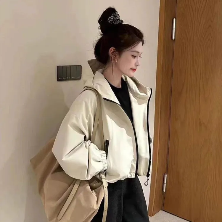 韩版连帽外套百搭休闲小个子简约通勤慵懒INS风女短夹克秋季新款