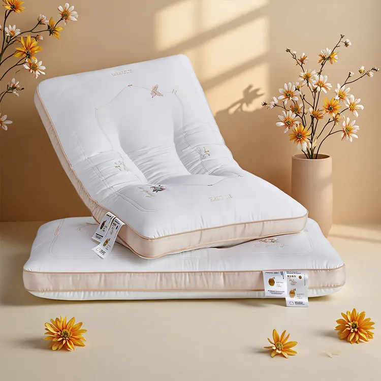 蚕丝美颜护颈椎枕头深度助睡眠不塌陷睡觉成人女生专用羽丝绒超软