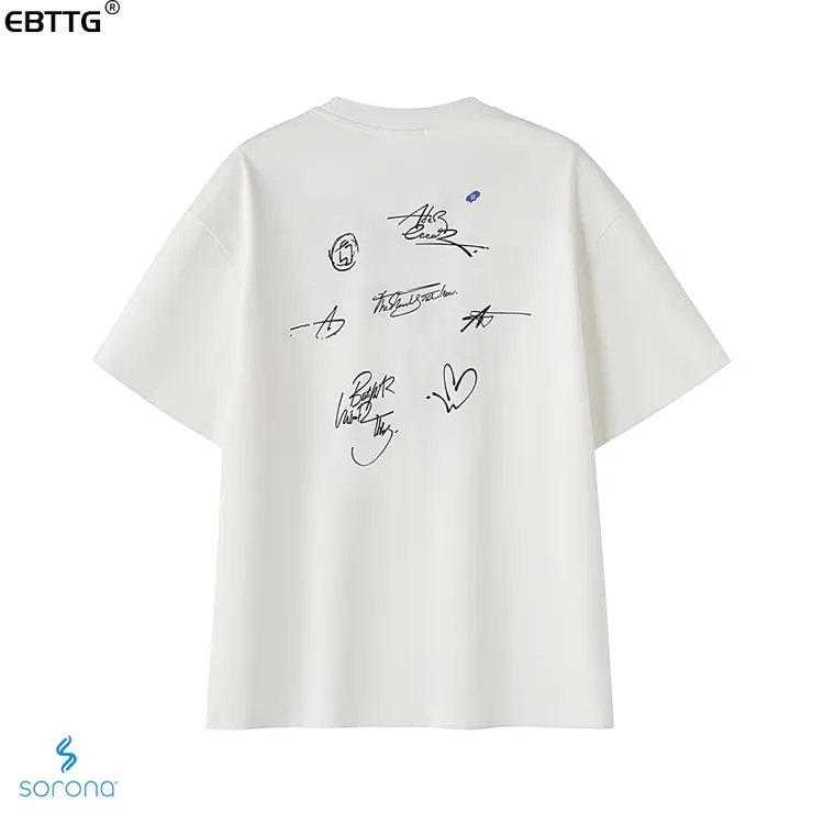 EBTTG「手绘字母印花」凉感速干260g索罗娜短袖t恤男圆领情侣半袖