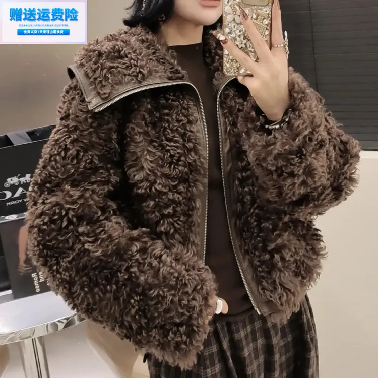 （运费险）2025皮毛一体毛绒公主风长袖短外套宽松型时尚百搭外套短