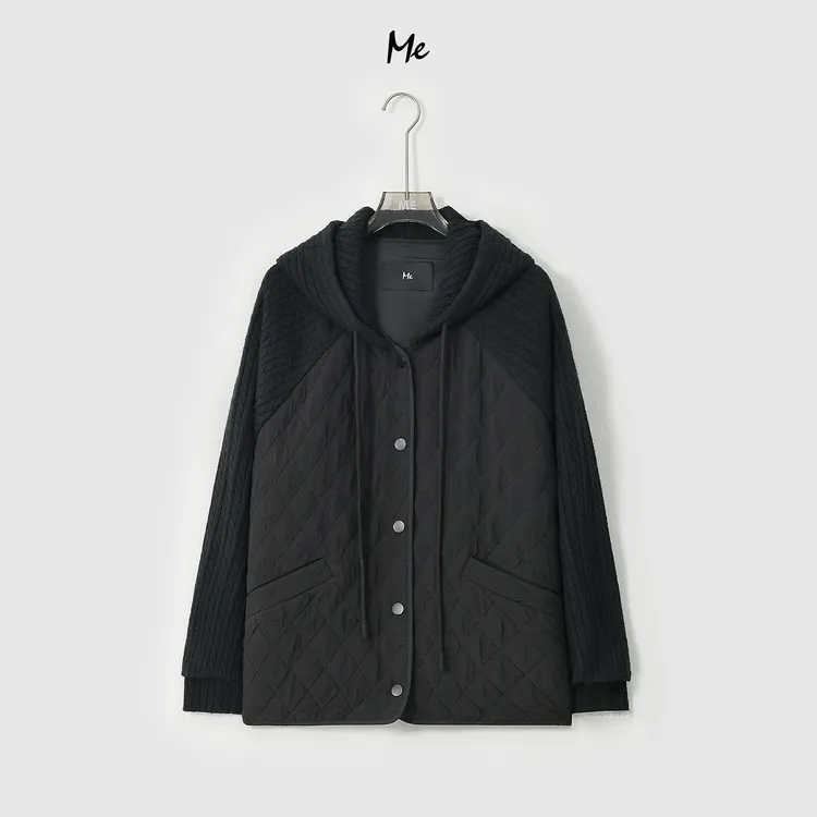 ME【北岛夜曲】复古绞花拼接做旧水洗菱格压线时尚百搭棉服MESA2157