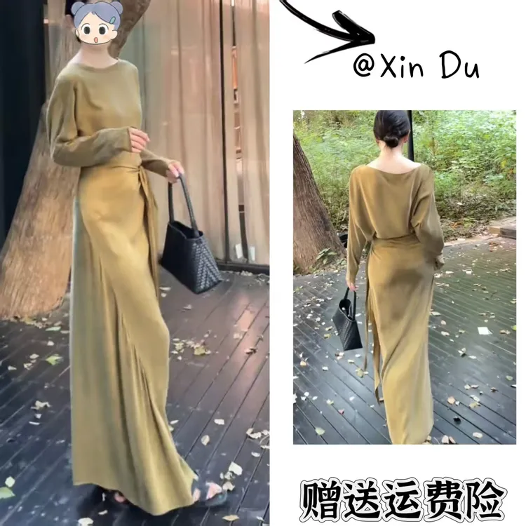 2025秋季新款时尚显瘦气质女士网红洋气连衣裙百搭款D23116