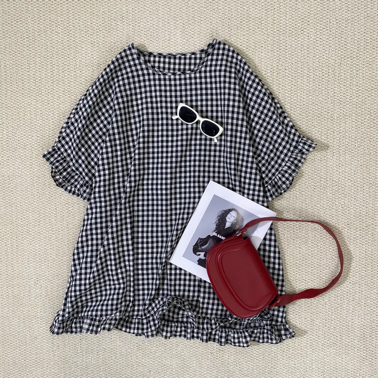 小韩日记【空白邂逅】连衣裙时尚休闲显瘦夏季宽松圆领韩版66125