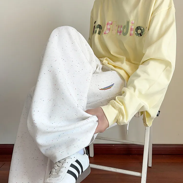 满天星重磅卫裤男春秋宽松直筒休闲裤子潮牌美式刺绣青少年运动裤