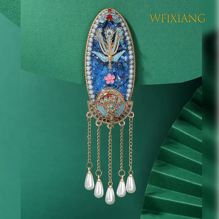 weixiang/薇香81新中式长款国风流苏掰掰夹BB夹流苏轻奢侧边发夹