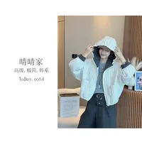 晴晴家-【压棉外套】秋季韩系时尚慵懒感宽松拉链连帽外套621