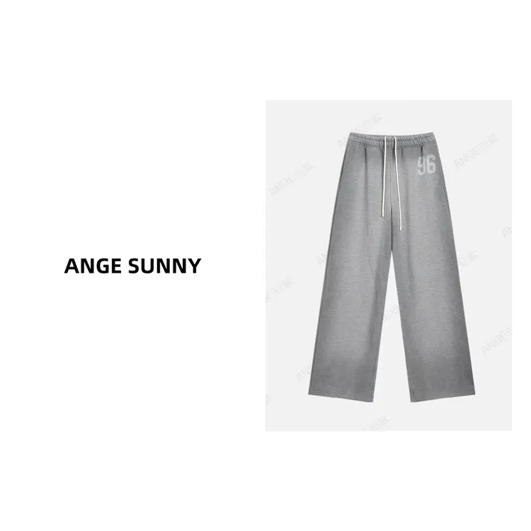 ANGE SUNNY【Ac 96印花休闲裤】字母印花休闲宽松抽绳长裤