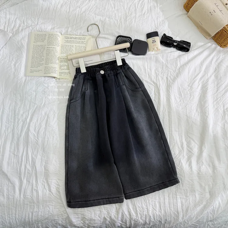 00小马家2025冬款儿童加绒一体绒牛仔休闲裤D-7227穿搭直筒裤