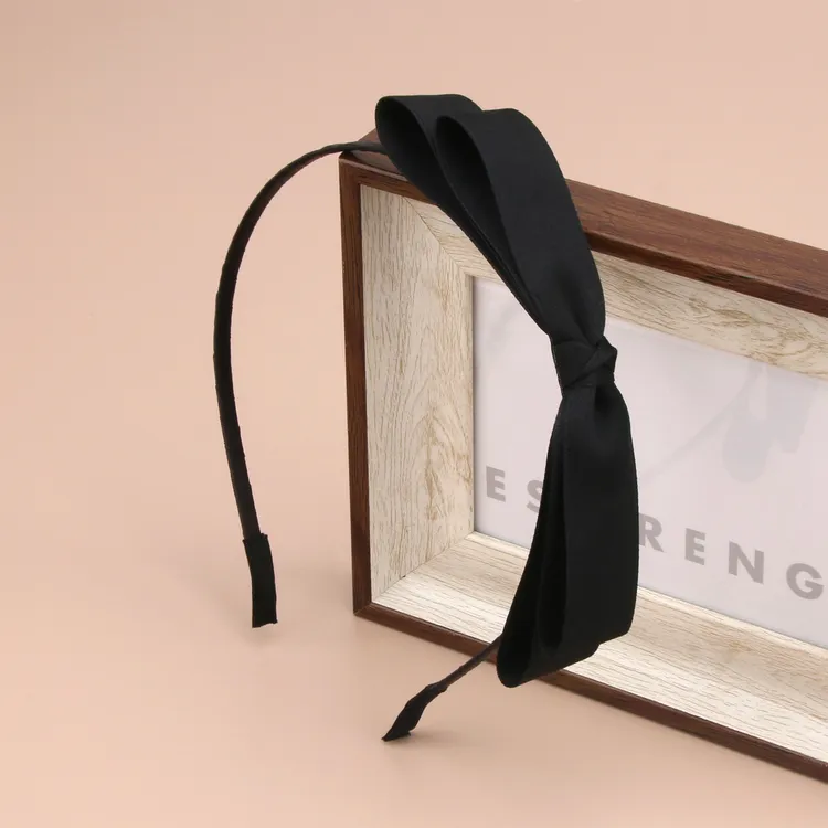 日韩黑色蝴蝶结头箍手工甜美发箍休闲风外出发卡女少女风百搭头饰