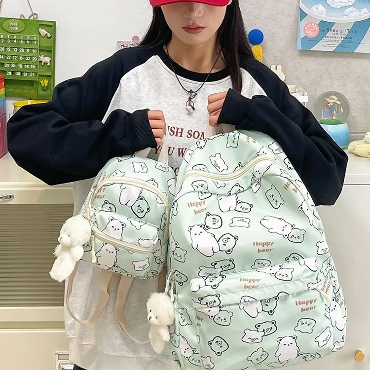 日系少女书包初中生涂鸦可爱背包大学生高中生大容量双肩包潮流qt