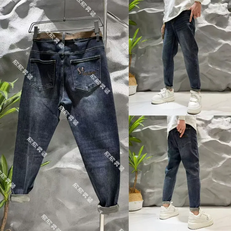 加厚潮牌刺绣立体裁剪高弹水洗百搭潮流牛仔裤