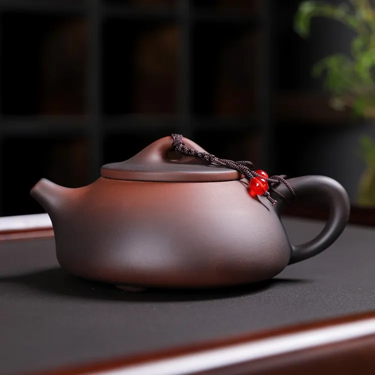 云南紫陶泡茶壶雕花紫砂手工井栏石瓢壶陶瓷大号单壶功夫茶具简约