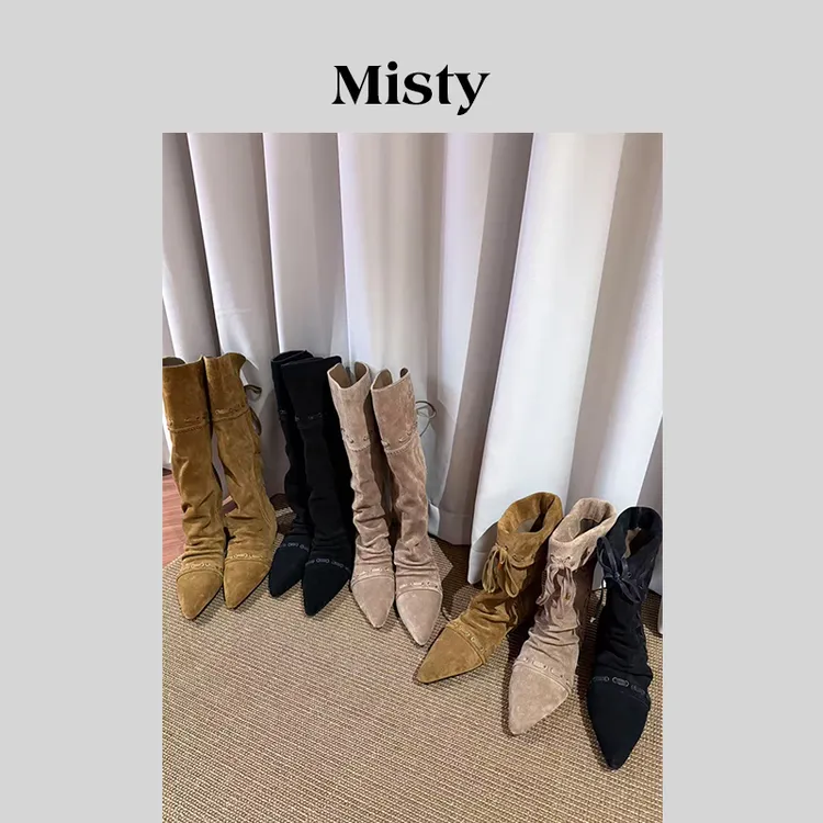 Misty雾屿女鞋|34-40|1+3cm|2025秋季爆款百搭内增高及膝堆堆靴