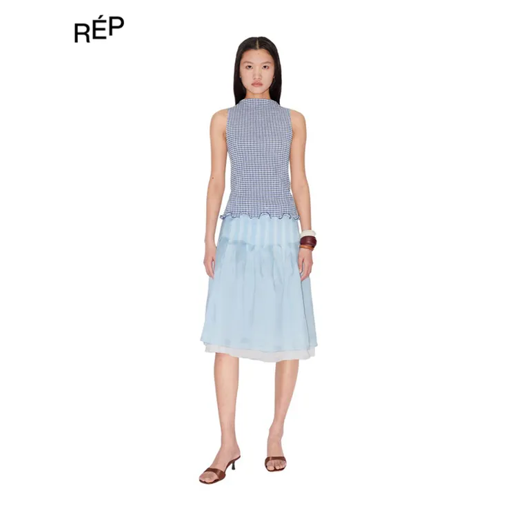 REP-IMMI设计师品牌浅蓝欧根缎双层半身裙 25SS女装 买手店