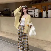 【莹莹推荐】早秋温柔风小黄鸭毛衣开衫女韩系软糯圆领宽松套装
