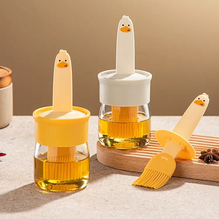 【新疆包邮】硅胶油刷食品用不掉毛油刷子烧烤家用一体式油刷耐高温