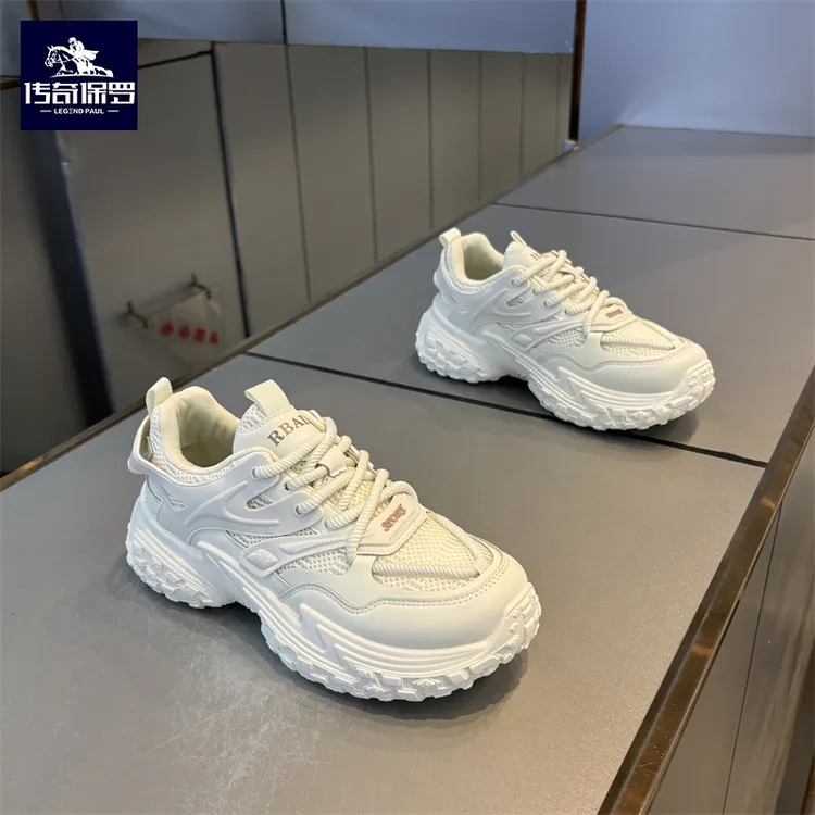 传奇保罗男鞋夏季新款增高老爹鞋男网面透气运动休闲复古厚底潮鞋