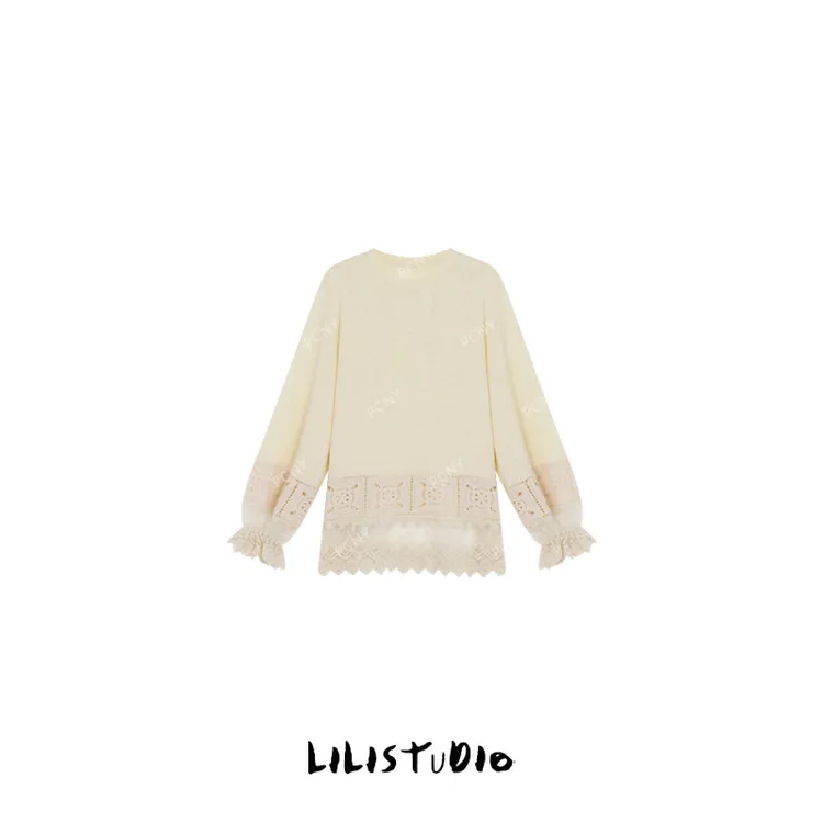 PCNY「绝对日落」不理理夏季新款小众女装日系宽松拼接蕾丝长袖上衣