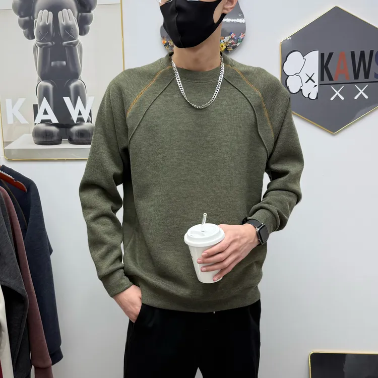 加厚加绒男士卫衣450克抗菌石墨。烯雪峰绒圆领哈苏线百搭保暖打底