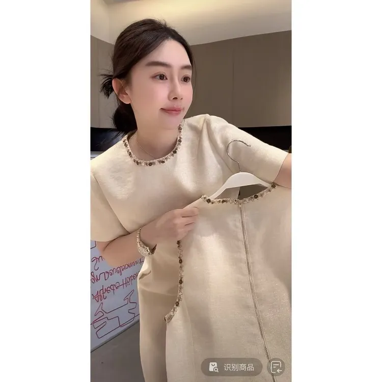 【布朗尼】新中式国风夏季高级时尚气质亚麻连衣裙ZM7271