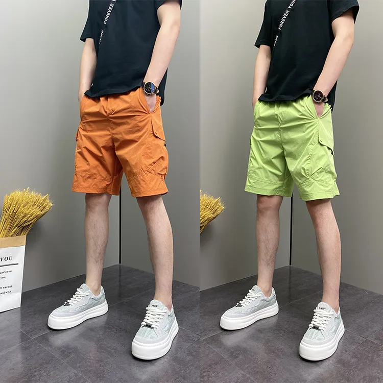 夏季薄款工装短裤男士潮牌纯色休闲四分裤韩版潮流速干外穿沙滩裤