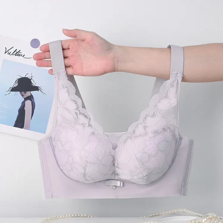 【两件装】性感舒适四排扣内衣文胸透气大胸显小文胸罩收副乳薄款