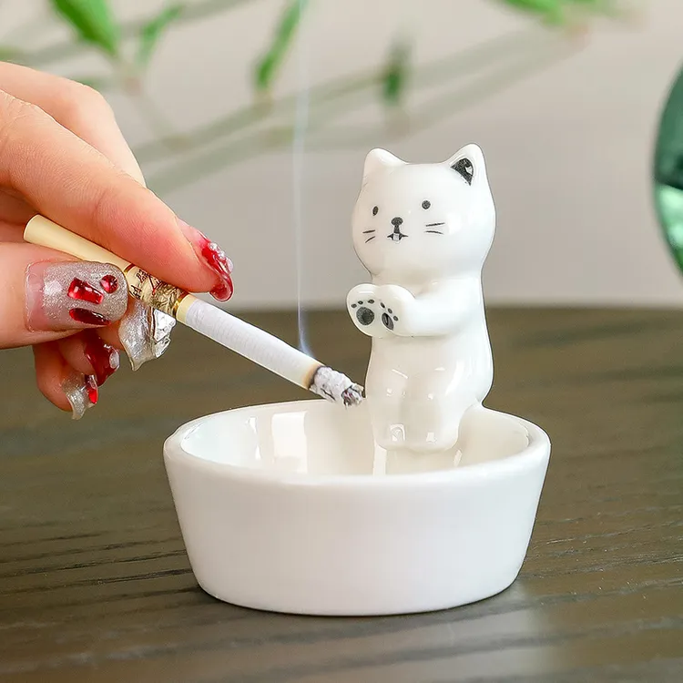 亚马逊爆款烟灰缸卡通小猫小猫蜡烛杯家用可爱猫咪桌面摆件烟灰缸