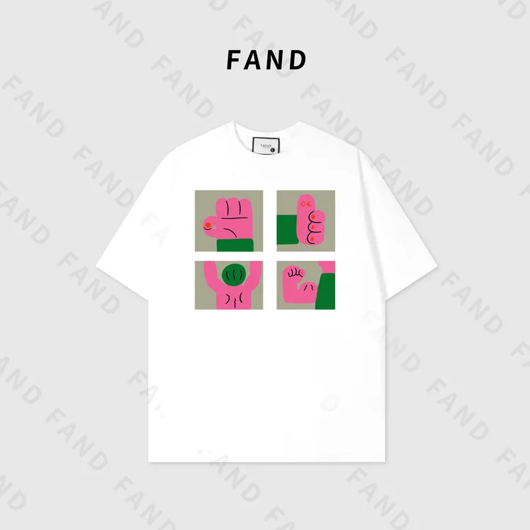 FAND品牌【素然系列】2025夏季情侣装小众潮牌卡通印花圆领短袖T恤