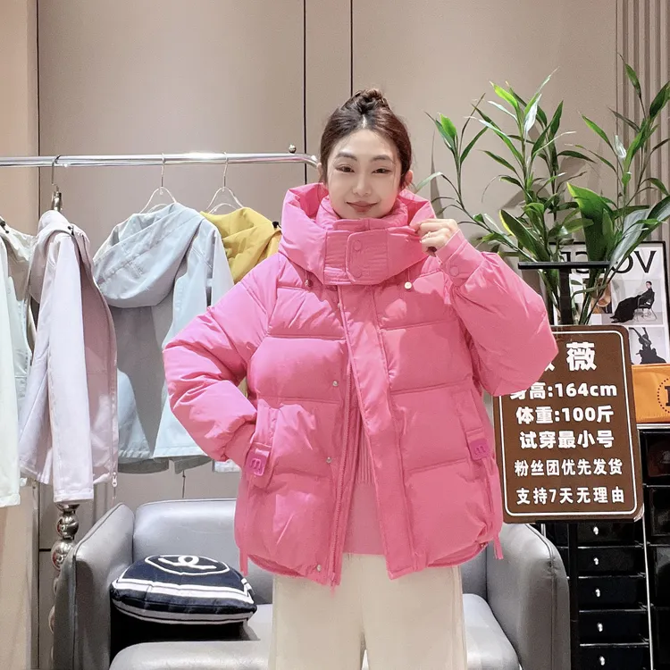 冬季连帽时尚休闲百搭女士宽松加厚字母M标棉服0256