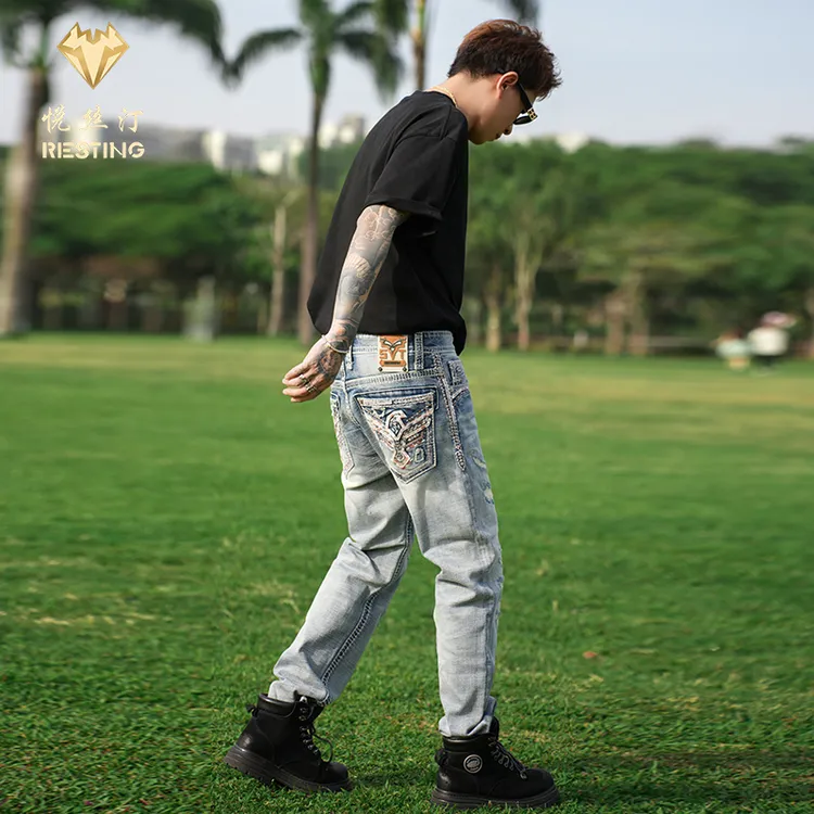 【飞鹰】美式休闲男破洞常规款牛仔裤透气潮流春夏修身男装LST-A008