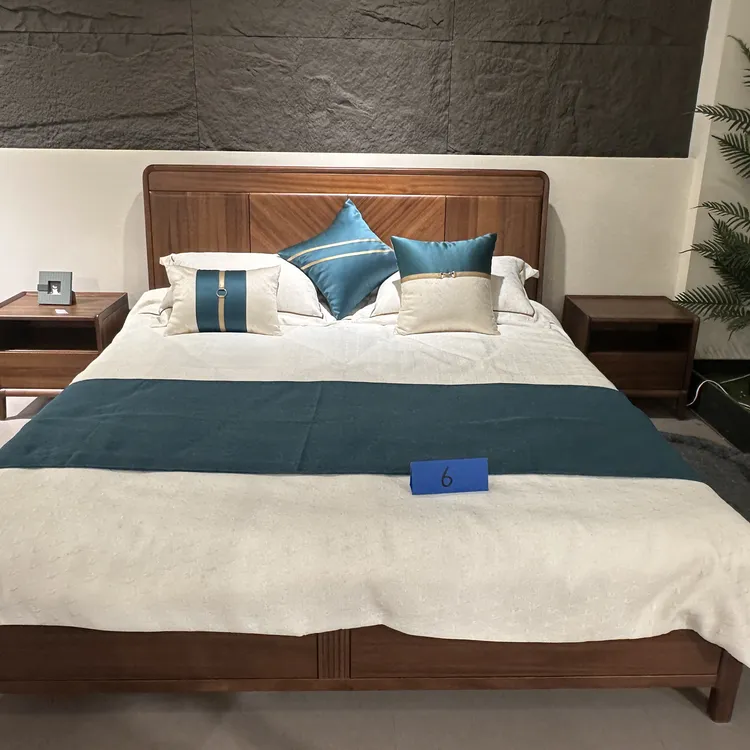 实木床新中式现代简约胡桃木纯实木双人1.8米现代轻奢主卧家用