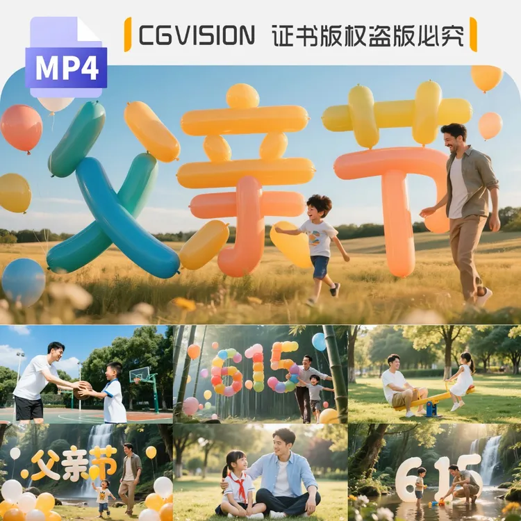 父亲节片头父爱如山亲子时光陪伴成长温馨感恩动态背景4K视频素材