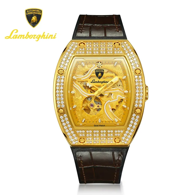 AutomobiliLamborghini兰博基尼足金999酒桶陀飞轮长城腕表高