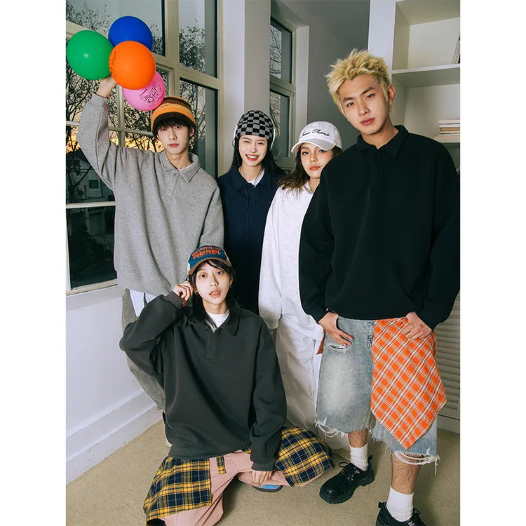 SOSTINE 极简设计Polo领卫衣重磅休闲简约潮流宽松上衣