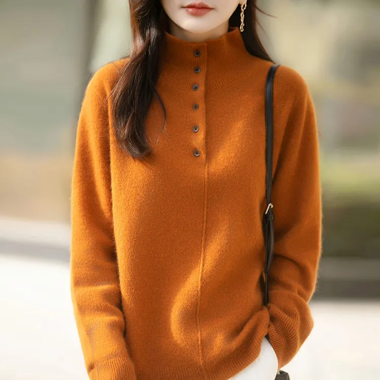 动感哥弟秋冬2025新款羊毛针织打底衫女半高领气质宽松内搭上衣女