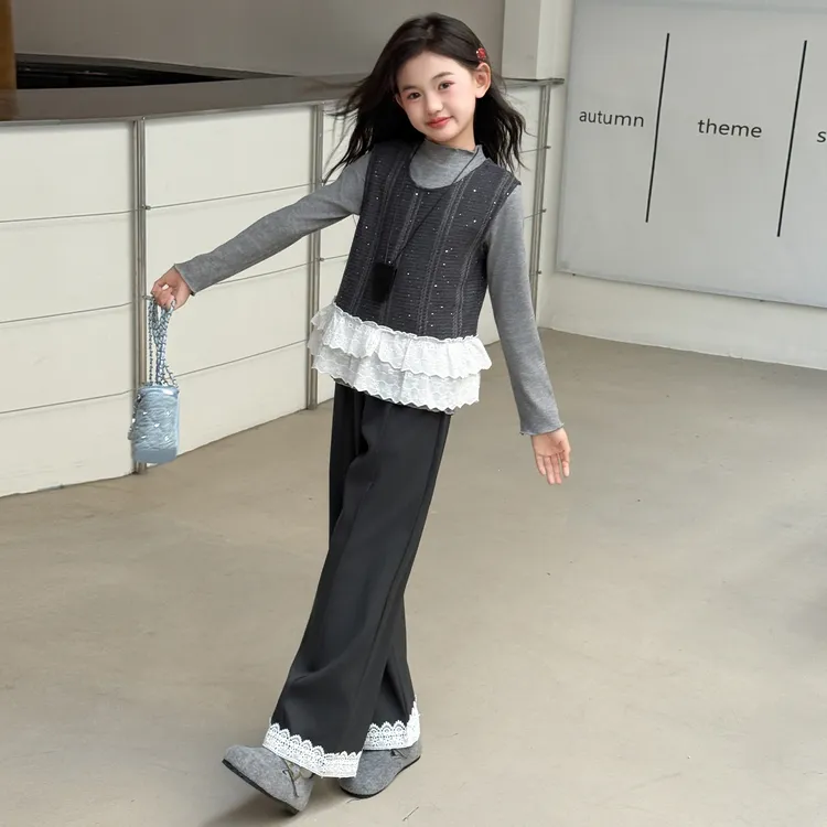 简约潮牌店铺儿童服装2025年新款衣服女童装秋装套装6-12岁高级感