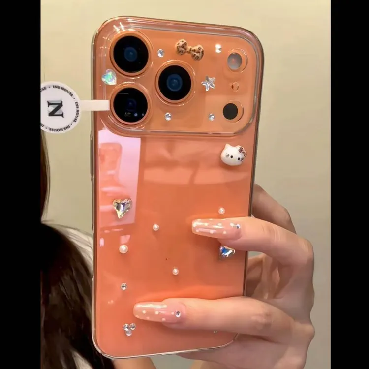 ins透明点钻kt猫diy贴钻苹果17promax/16/15/14手机壳轻奢小众女