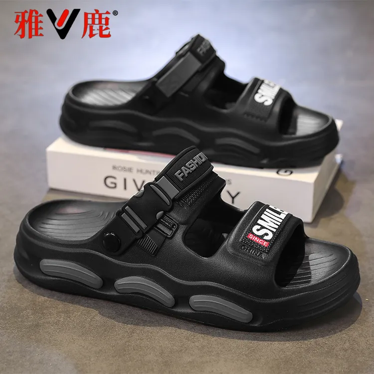 雅鹿凉拖鞋男夏季外穿防滑软底踩屎感两用开车凉鞋男士厚底沙滩鞋