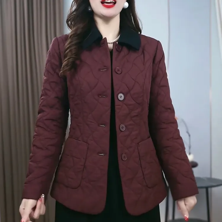 时尚减龄短款夹棉棉服2025秋冬新款气质修身显瘦妈妈加厚保暖外套