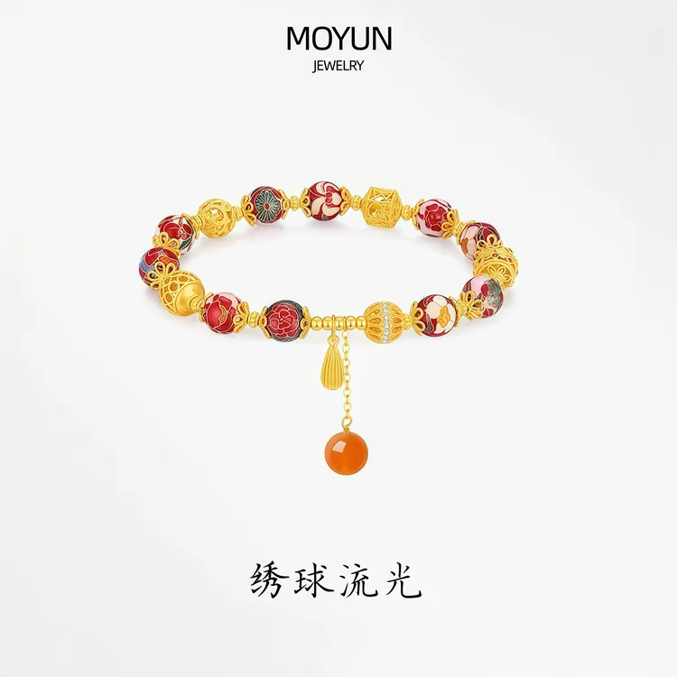 925银手链 国潮绣球流光东方花园法琅气质高级感女款银手链手串