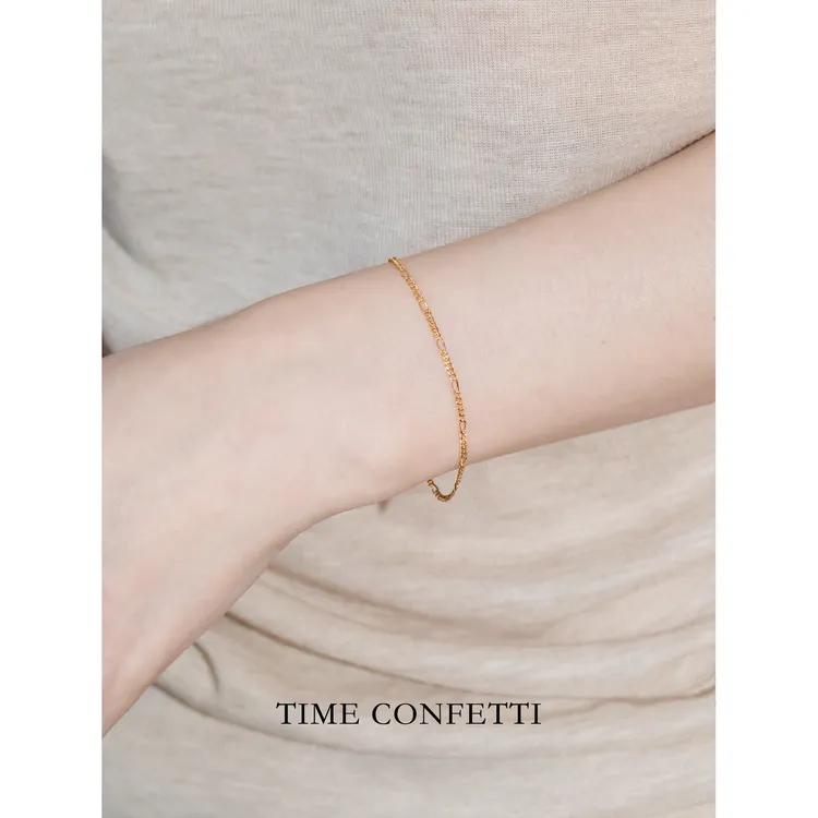 黄铜手链 镀K金【孙二娘】费加罗链-百搭极简小众素素手链TC 11389