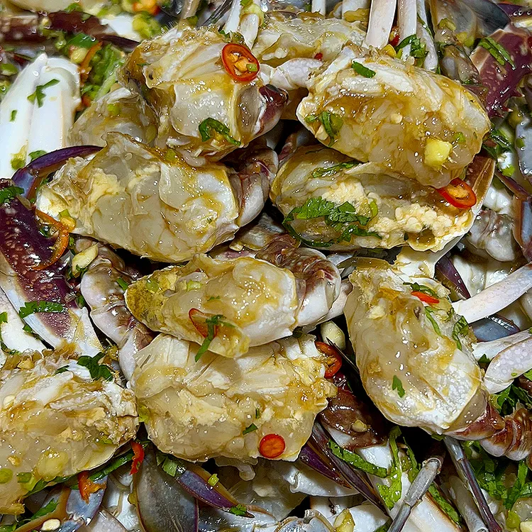 楼茂记宁波生呛蟹块500g生腌梭子蟹 鲜香麻辣宁波特产腌制海鲜