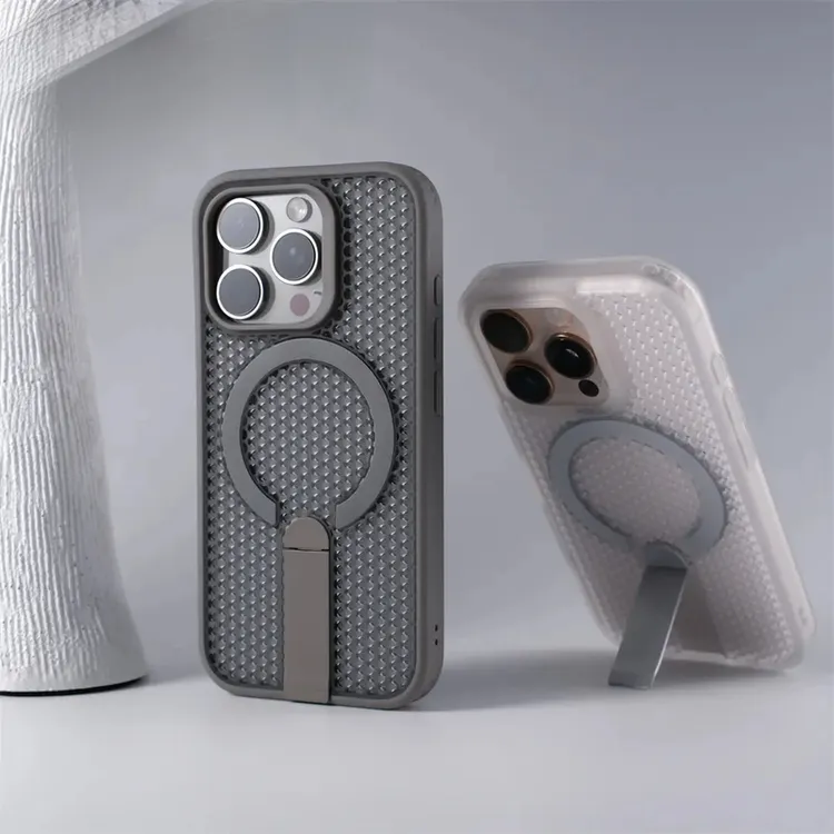 高档蜂窝适用于苹果16promax手机壳磁吸支架iPhone15软边商务磨砂