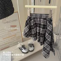 现货【大小卷】儿童春秋不规则可盐可甜女童格子短裙-52497