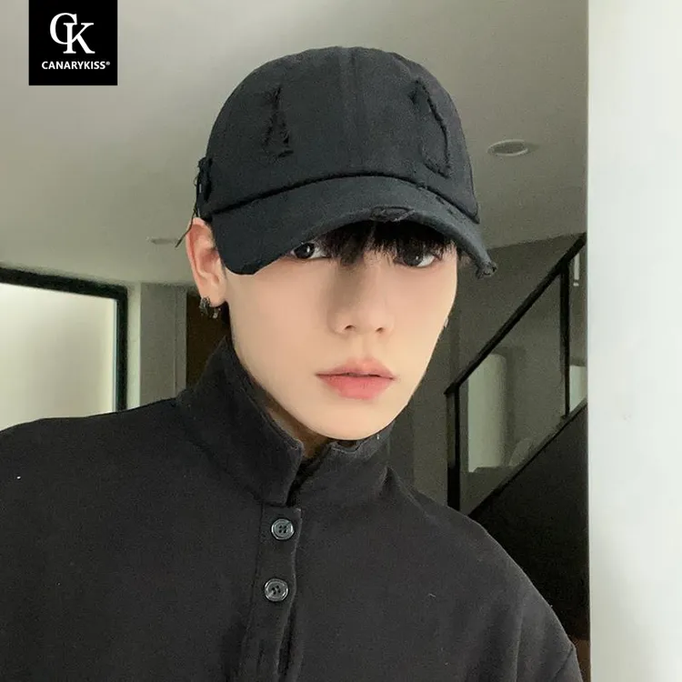 CanaryKiss帽子男士个性破洞棒球帽秋季遮阳帽显脸小情侣鸭舌帽潮
