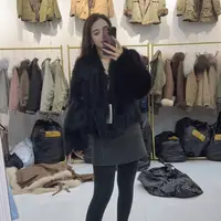 （刘敏服装 ）2662款皮草外套女毛毛大衣年轻款V领时尚潮流洋气